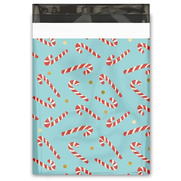 50 10X13 Poly Mailers Candy Canes Gold Dots, Shipping Envelopes PRICE IS FIRM - Picture 3 of 4